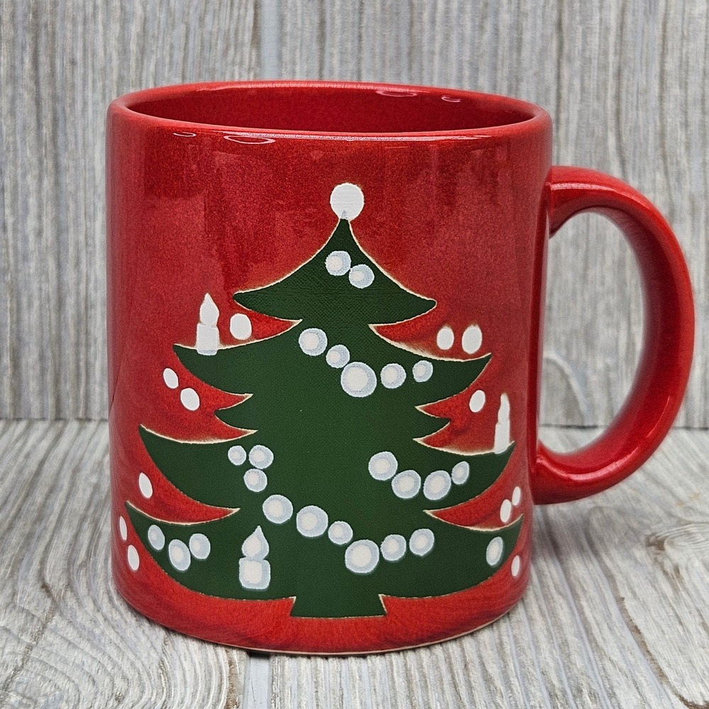 Waechtersbach Germany Christmas Tree Red Coffee Mug Vintage Holiday Ceramic Cup
